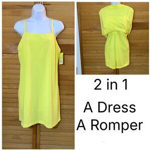 Strappy Dress /Jumper / Skort Medium Yellow Straps Pockets NWT. Target